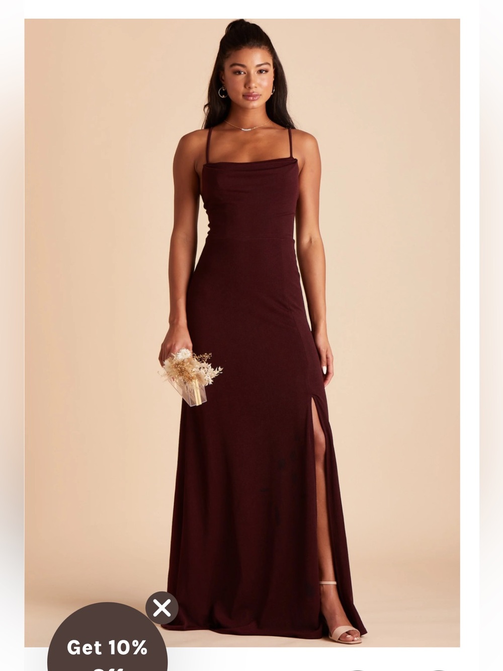 NWT Birdy Grey Ash Dress Cabernet Burgundy Cowl Neck Bridesmaid - L